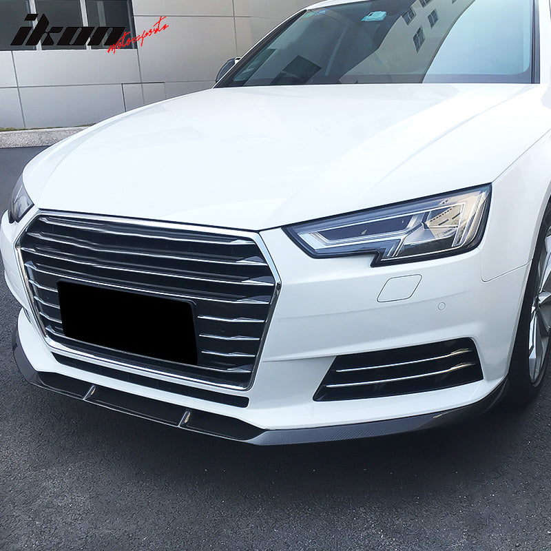 2017-2019 Audi A4 B9 JC Style Front Bumper Lip Spoiler Carbon Fiber