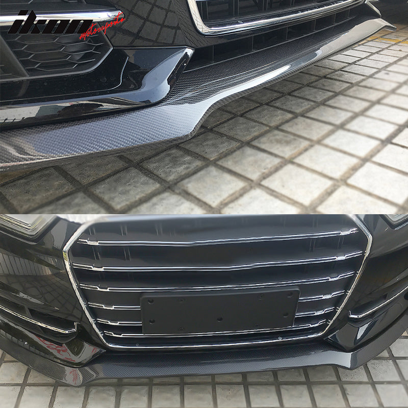 2016-2018 Audi A6 S6 S Line JC Front Bumper Lip Spoiler Carbon Fiber