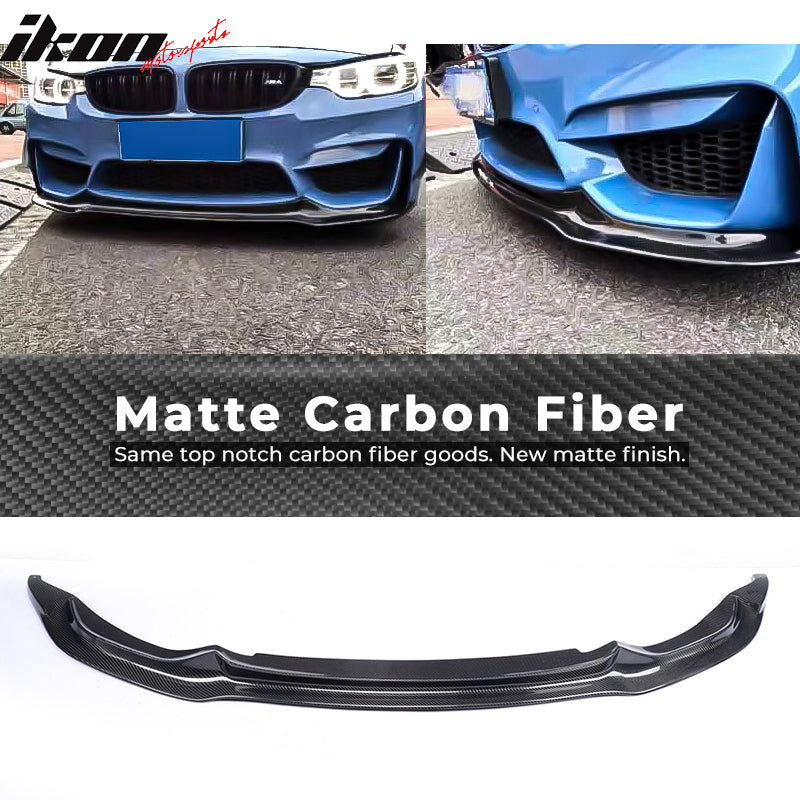 2015-2020 BMW M3 F80 M4 F82 F83 V Style Front Bumper Lip Carbon Fiber
