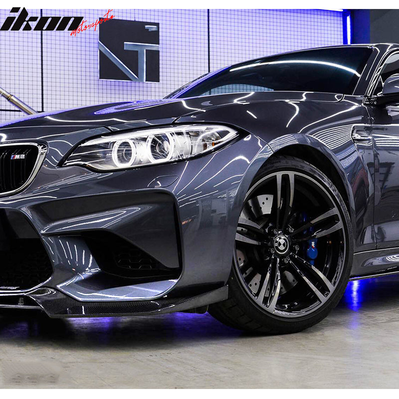 2016-2018 BMW F87 M2 V Style Front Bumper Lip Spoiler Kit Carbon Fiber