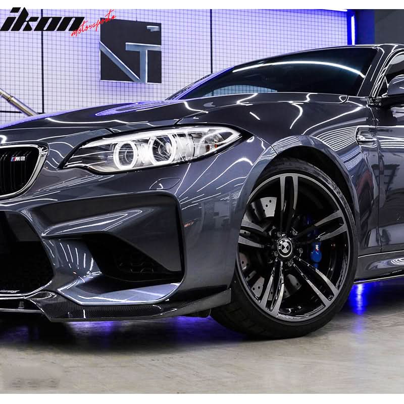 2016-2018 BMW F87 M2 V Style Front Bumper Lip Spoiler Kit Carbon Fiber