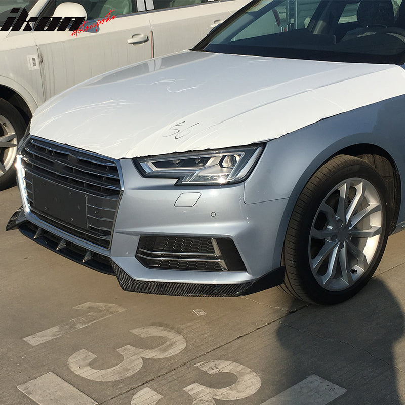 2017-2019 Audi A4 S4 B9 Sedan JC Style Front Bumper Lip Carbon Fiber