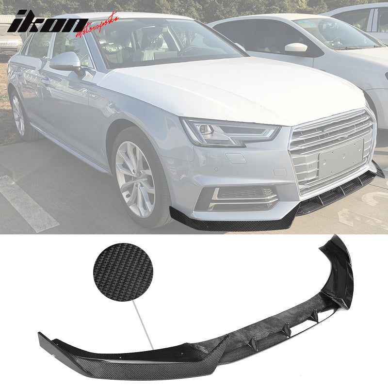 2017-2019 Audi A4 S4 B9 Sedan JC Style Front Bumper Lip Carbon Fiber