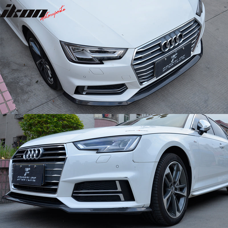 2017-2019 Audi A4 B9 Sedan JC Style Front Bumper Lip Kit Carbon Fiber
