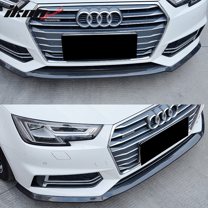 2017-2019 Audi A4 B9 Sedan JC Style Front Bumper Lip Kit Carbon Fiber