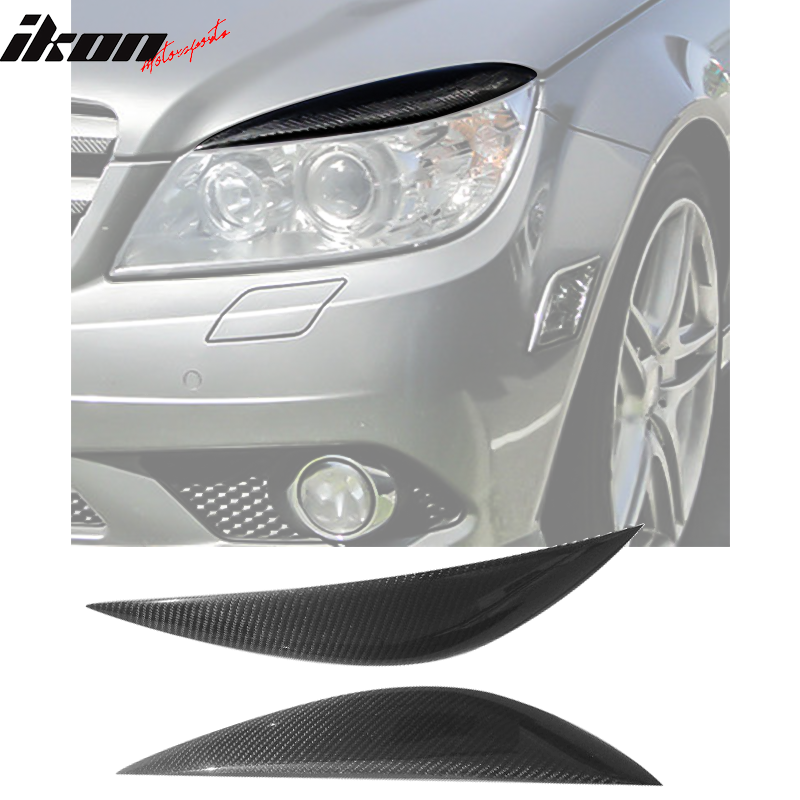 2007-2010 Mercedes Benz C Class W204 Headlight Eyelid Eyebrow Carbon F