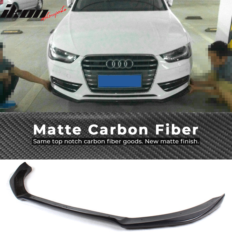 2013-2016 Audi A4 B8.5 Sedan STK Style Front Bumper Lip Carbon Fiber