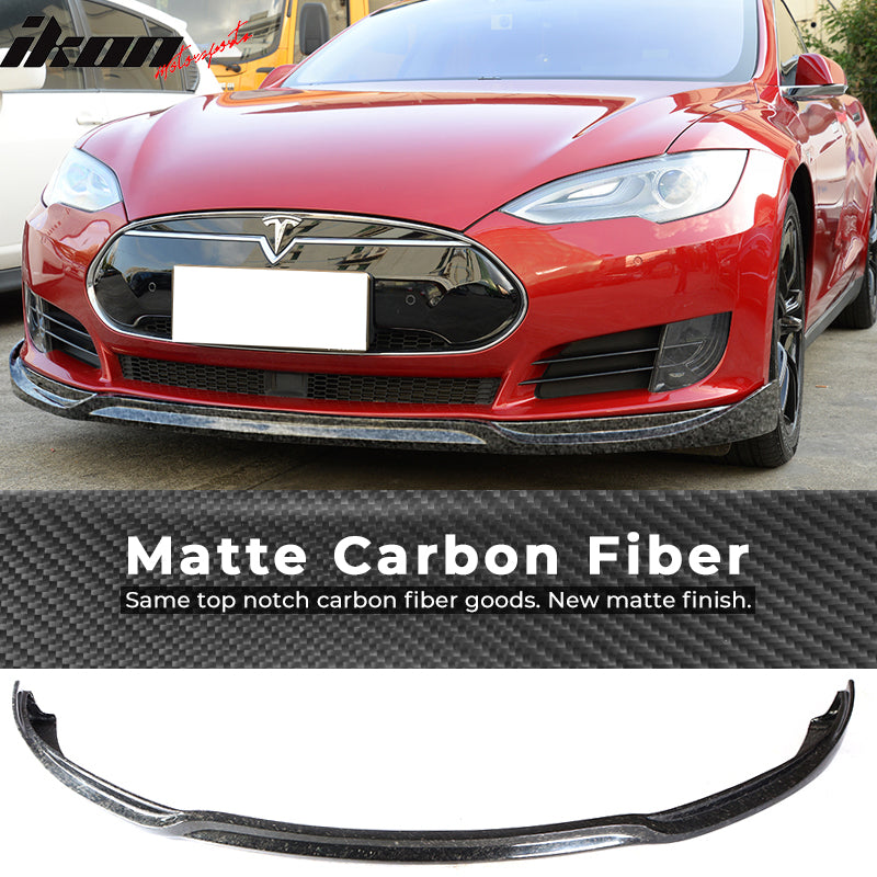 2012-2017 Tesla Model S Sedan JC Front Bumper Lip Forged Carbon Fiber