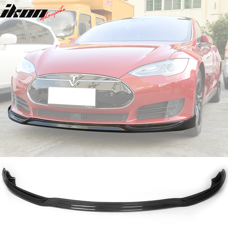 2012-2017 Tesla Model S Sedan JC Style Front Bumper Lip Carbon Fiber