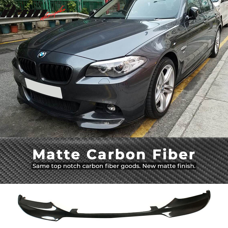 2011-2016 BMW 5 Series F10 V Style Front Bumper Lip Carbon Fiber