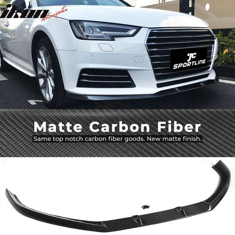 2017-2019 Audi A4 B9 JC Style Front Bumper Lip Spoiler Carbon Fiber