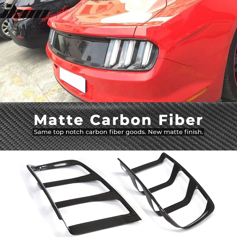 2015-2017 Ford Mustang Coupe 2PCS Tail Lights Lamp Cover Carbon Fiber