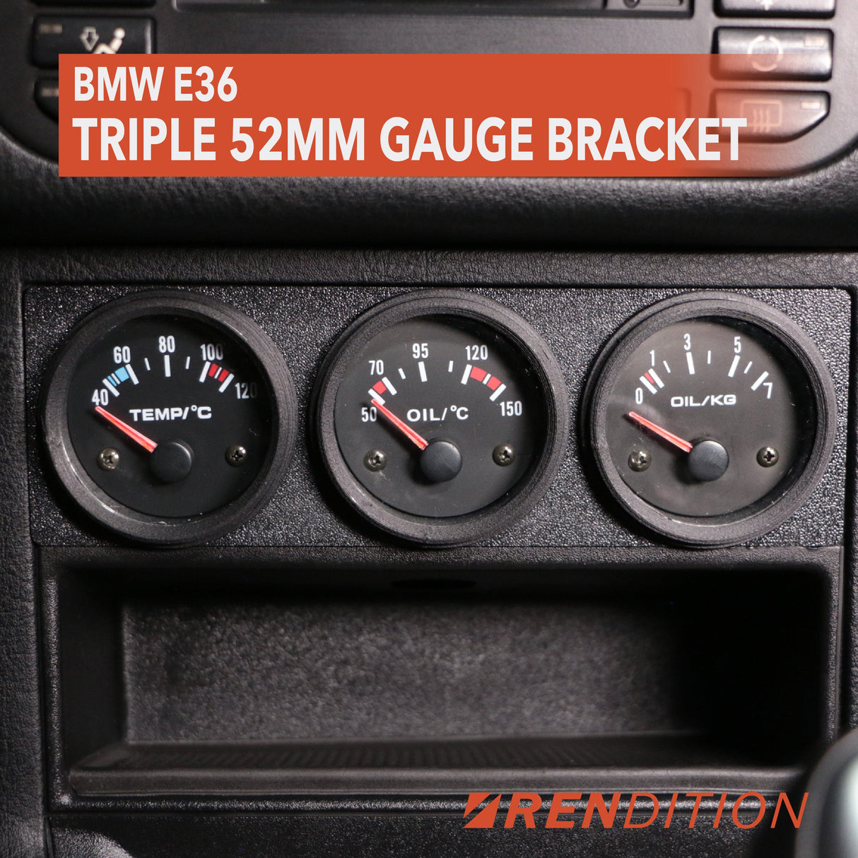BMW E36 TRIPLE 52MM GAUGE BRACKET - K2 Industries