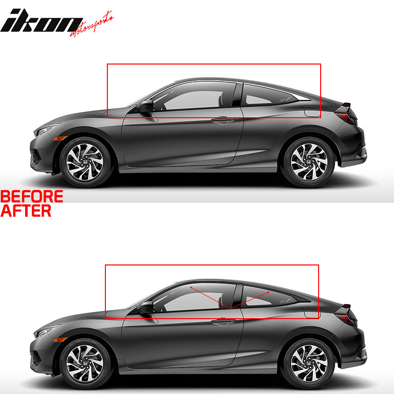 2016-2020 Honda Civic 2dr Gloss Black Window Trim Chrome Delete Vinyl