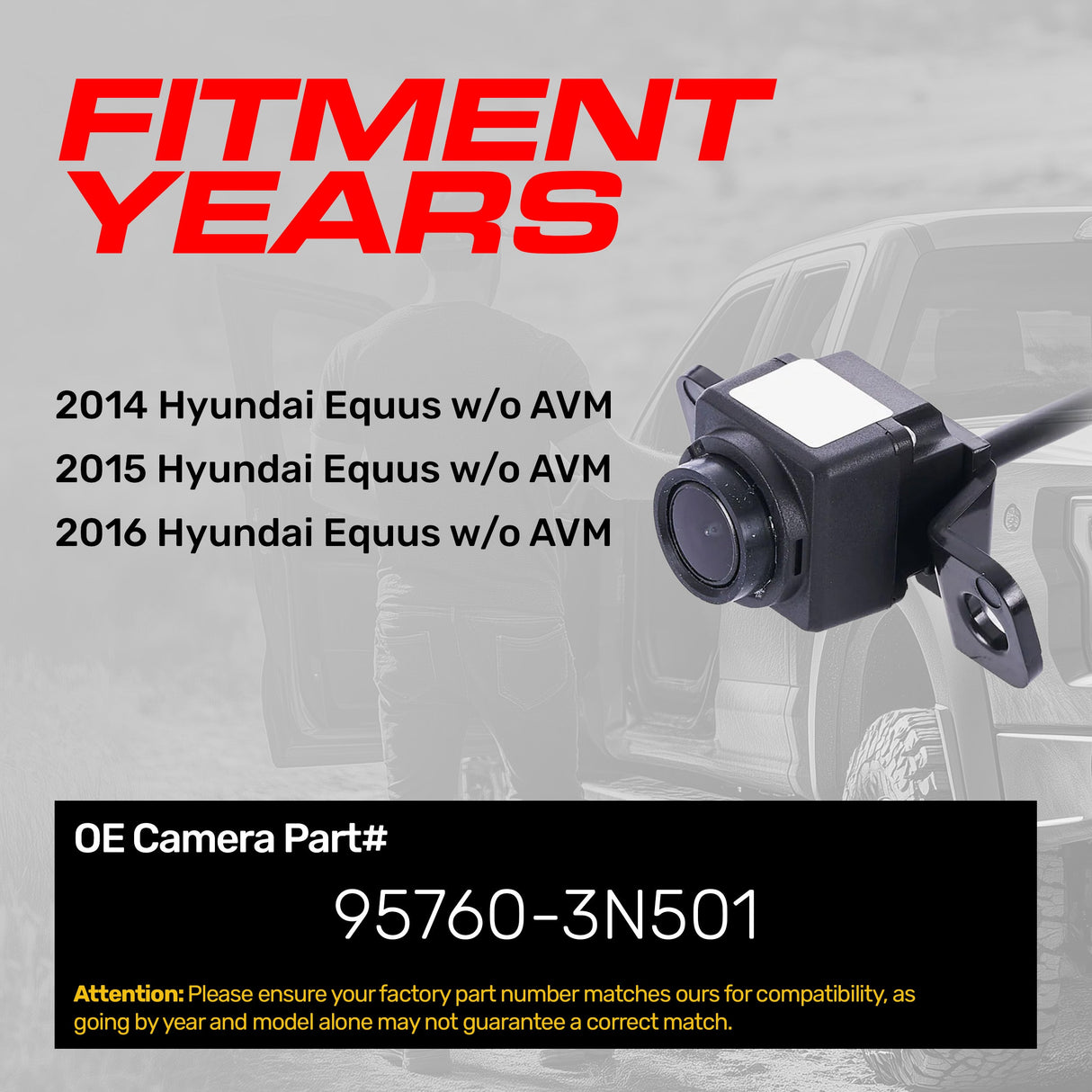 Hyundai Equus w/o AVM (2014-2016) OEM Replacement Backup Camera OE Part # 95760-3N501