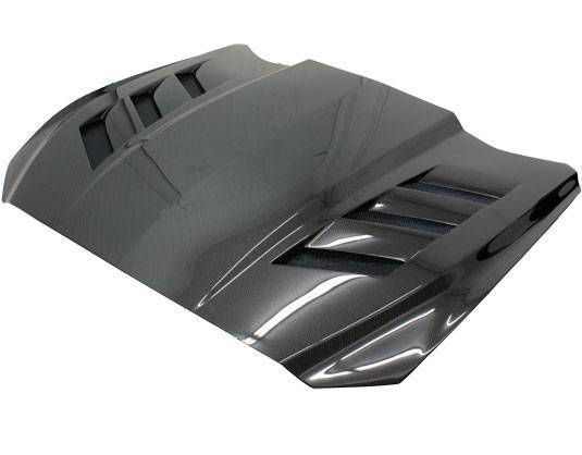 2015-2017 Ford Mustang 2 doors AMS Style Double Sided Carbon Fiber Carbon Fiber Black Hood