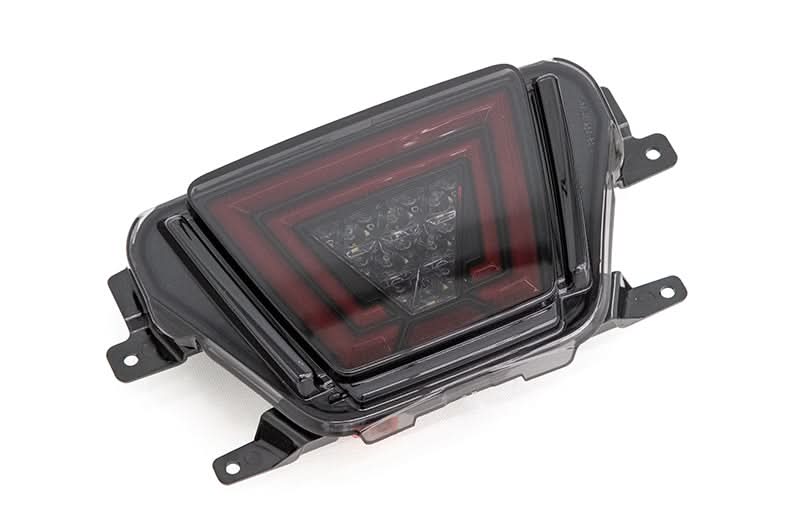OLM V1 F1 Style Rear Brake / Fog / Reverse Light - Smoke Lens / Gloss Black Base / Red Bar) - 2020-2024 Toyota GR Supra