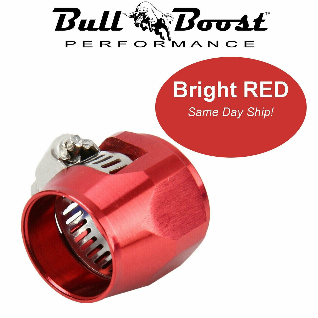 AN8 AN-8 Push On Hose End Cover Clamp Finisher Red Aluminum Anodized Fitting