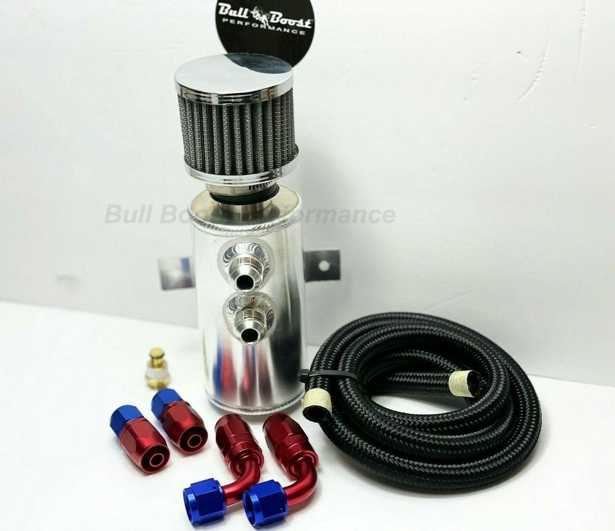 AN10 Universal Filtered Performance Oil Catch Can 2 Port -10AN SILVER