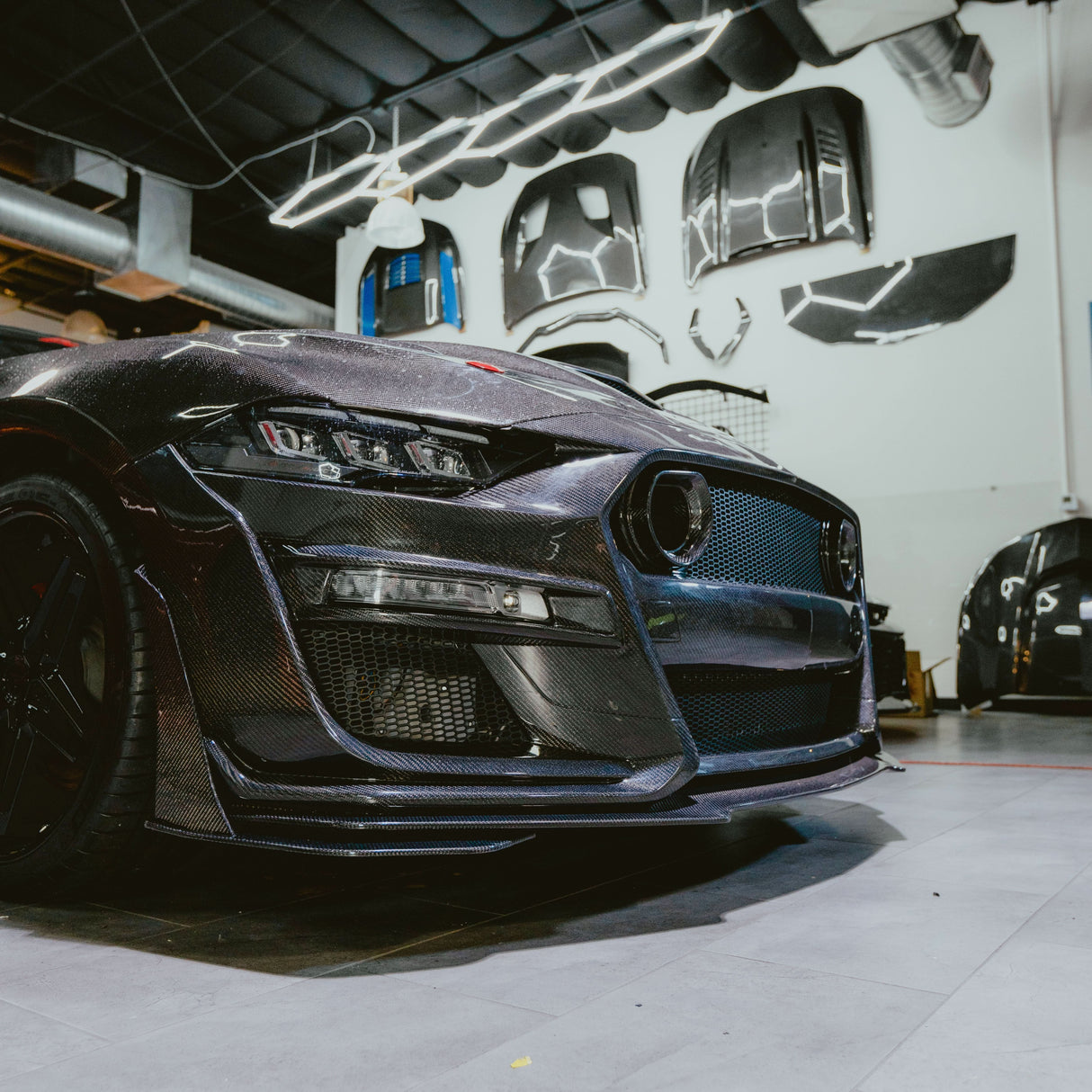 2018-2023 Ford Mustang GT500/Mach1 Combo Double Sided Full Carbon Fiber Track Package Front Bumper Conversion