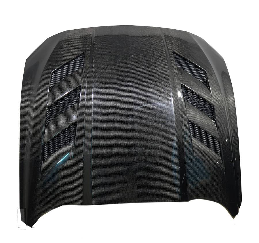 2018-2023 Ford Mustang 2 doors AMS Style Double Sided Carbon Fiber Carbon Fiber Black Hood