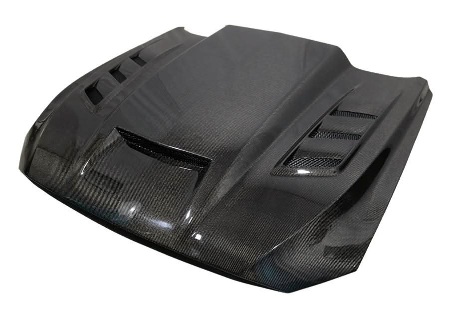 2018-2023 Ford Mustang 2 doors TERMINATOR Style Double Sided Carbon Fiber Black Hood