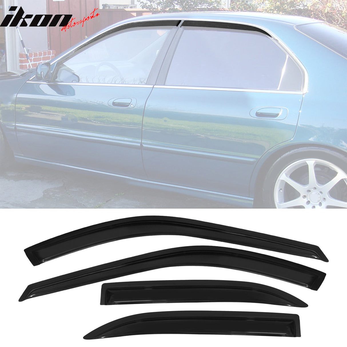 1994-1997 Honda Accord Window Visors Slim Style Smoke Tinted Acrylic