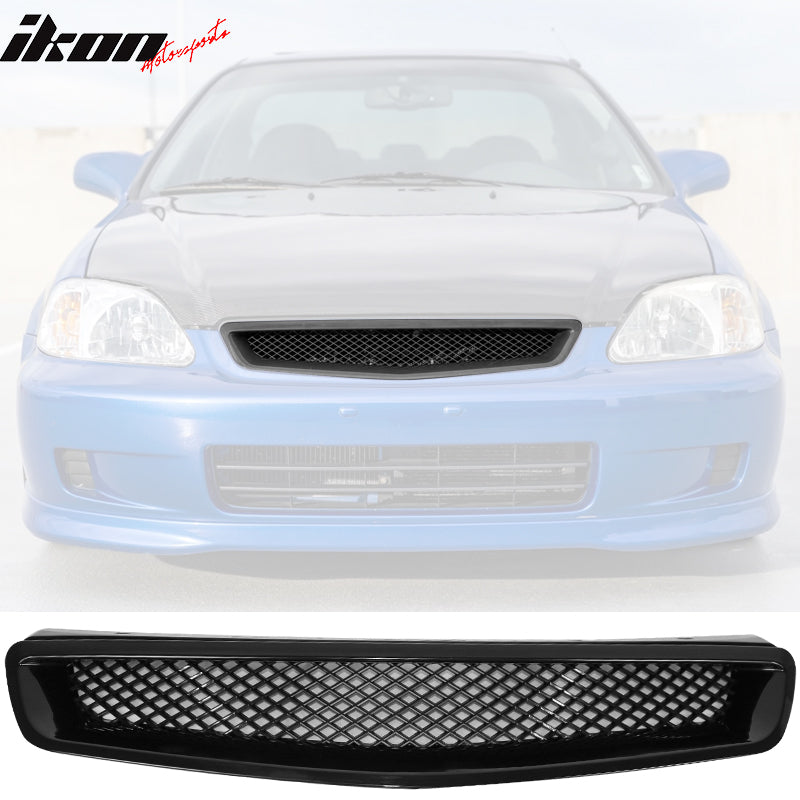 1999-2000 Honda Civic Grill Type R Unpainted Black Bumper Grille ABS