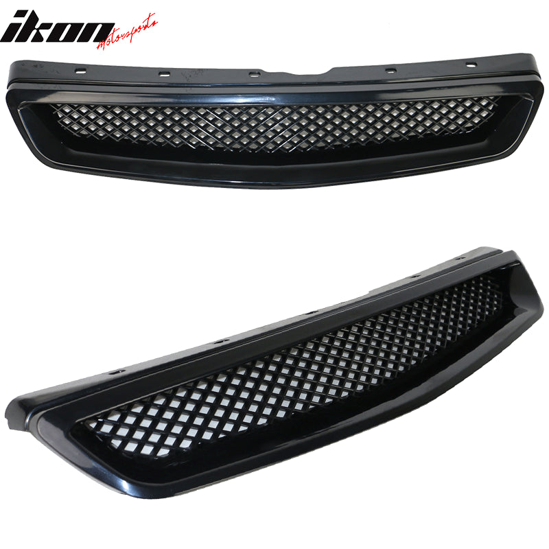 1999-2000 Honda Civic Grill Type R Unpainted Black Bumper Grille ABS