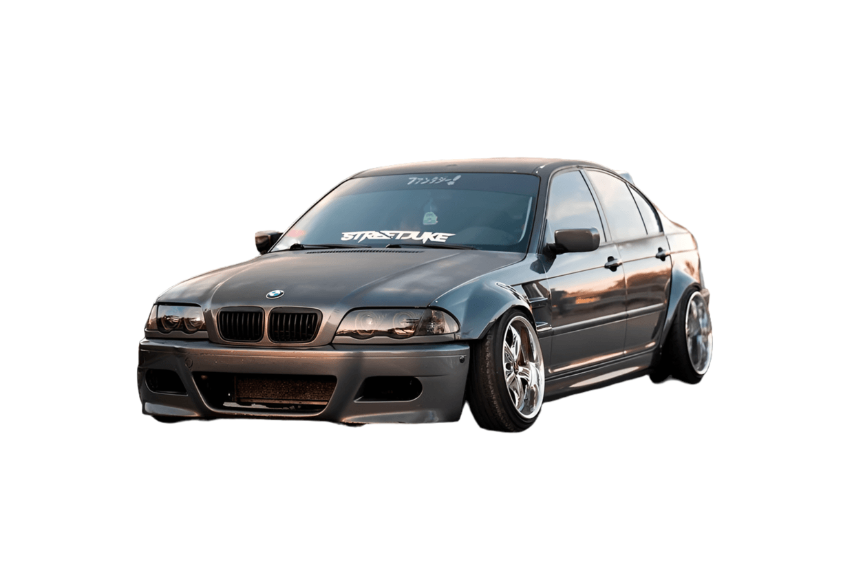 BMW 3-Series E46 Sedan Full Over Fender Kit with Vented Front Fenders - ABS OR Fiberglass - K2 Industries