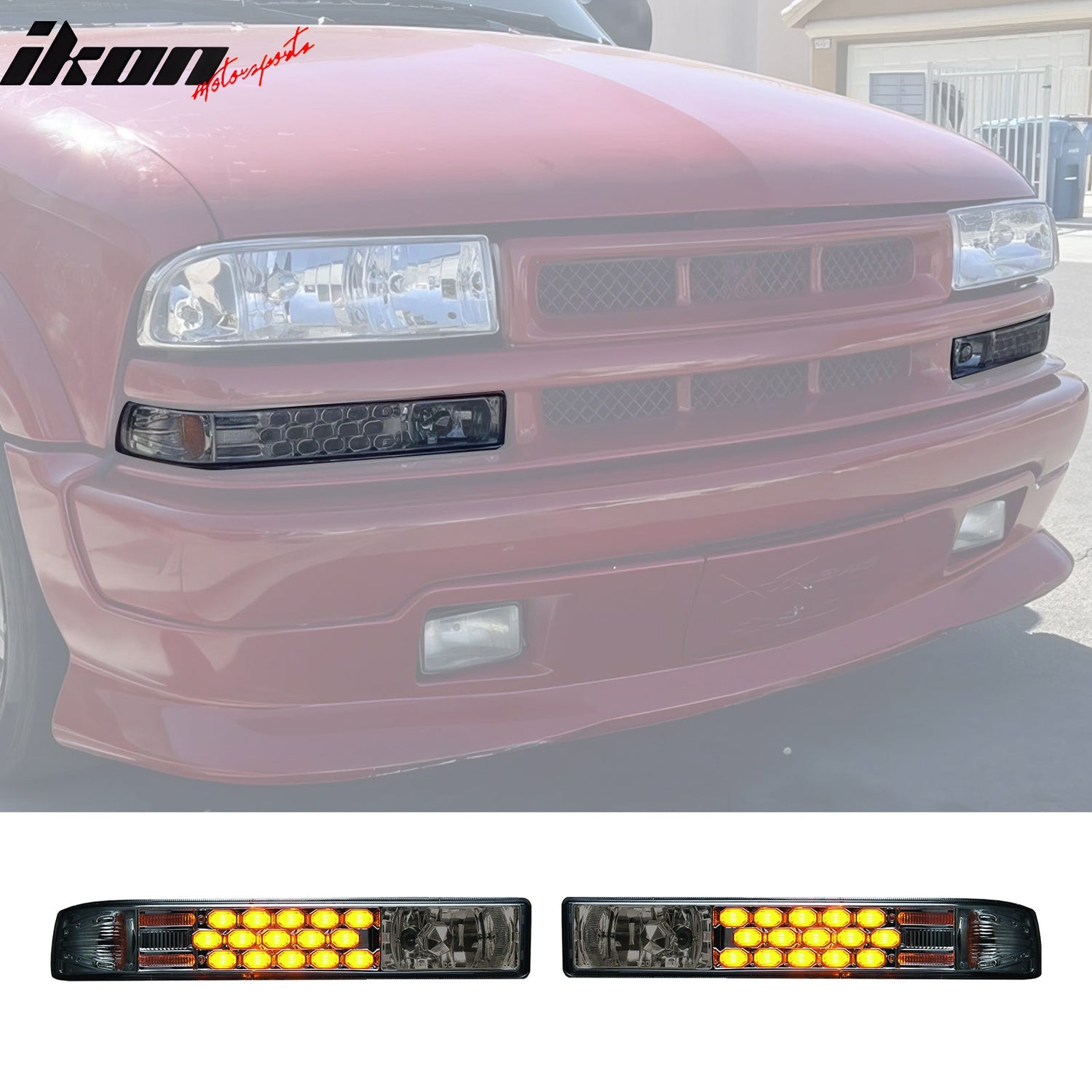1998-2004 Chevrolet S10 & Blazer Smoke LED Front Bumper Parking Lights