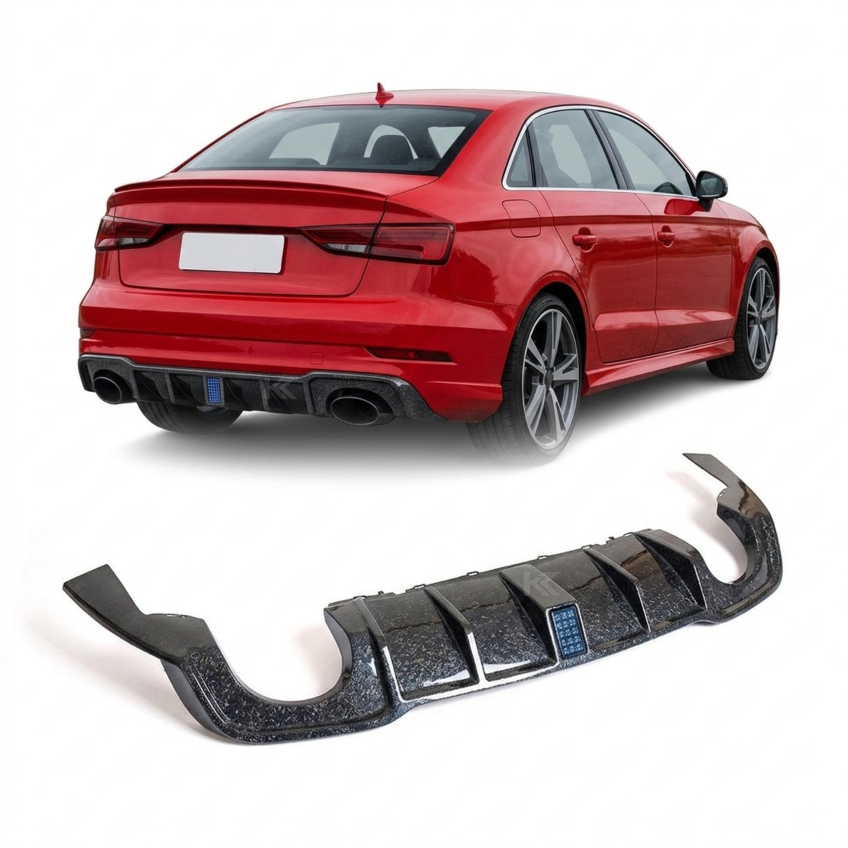 2017–2019 Audi RS3 8V Sedan Rear Bumper Lip – Forged Carbon Fiber