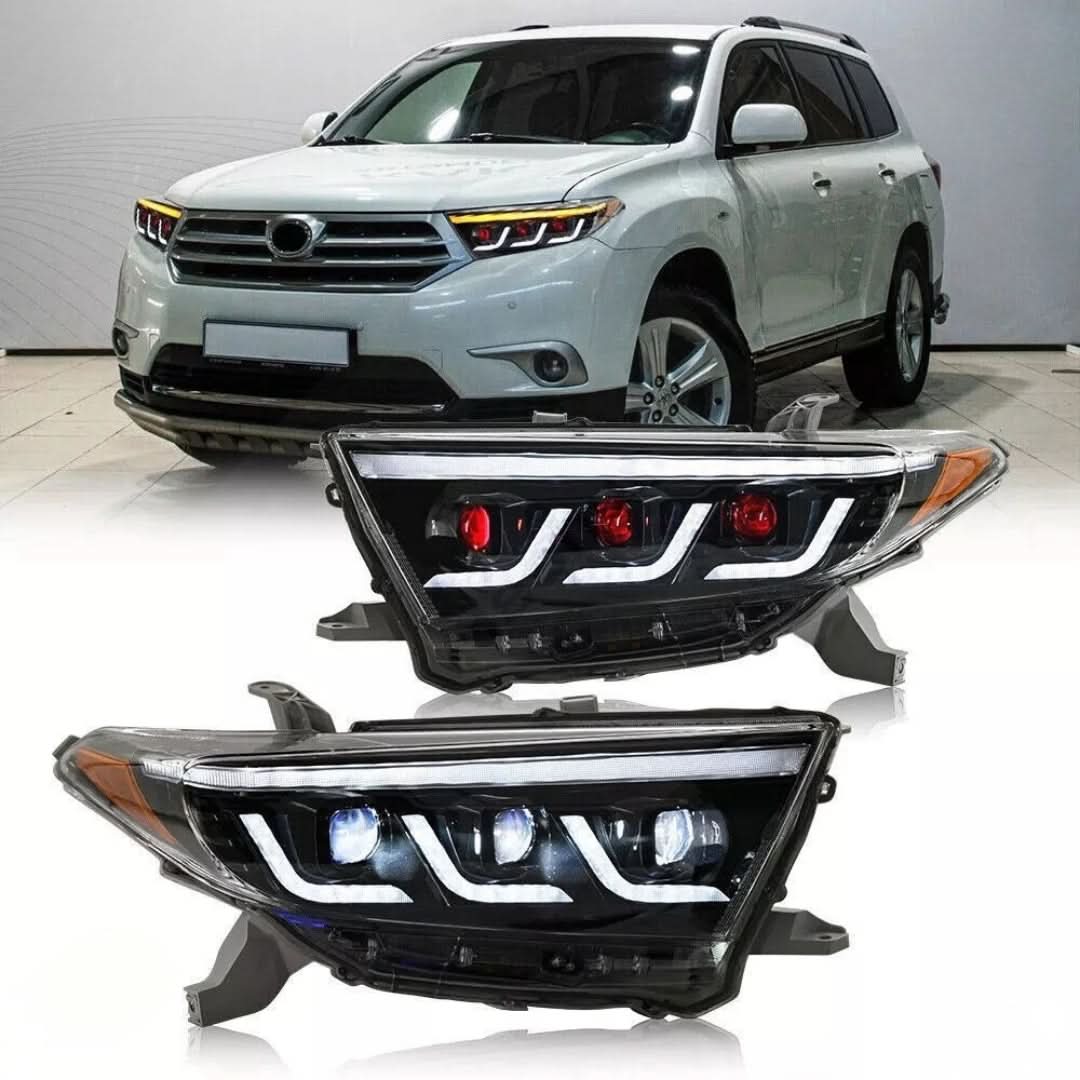 LED Headlight Assembly with Sequential Turn Signals & DRL – Toyota Highlander (2011–2014)