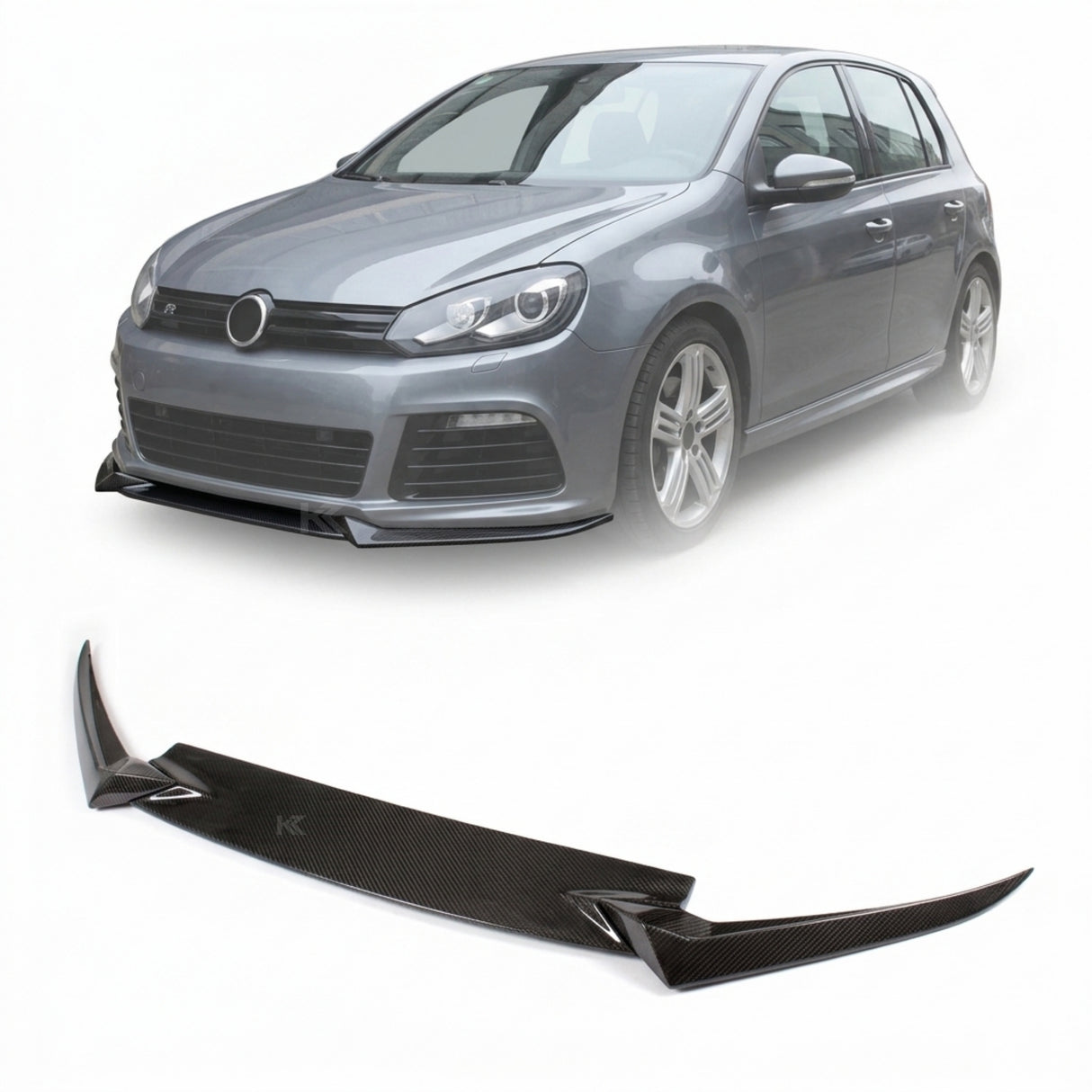 2010–2013 Volkswagen Golf R MK6 R20 Style 3-Piece Front Splitter Kit – Carbon Fiber