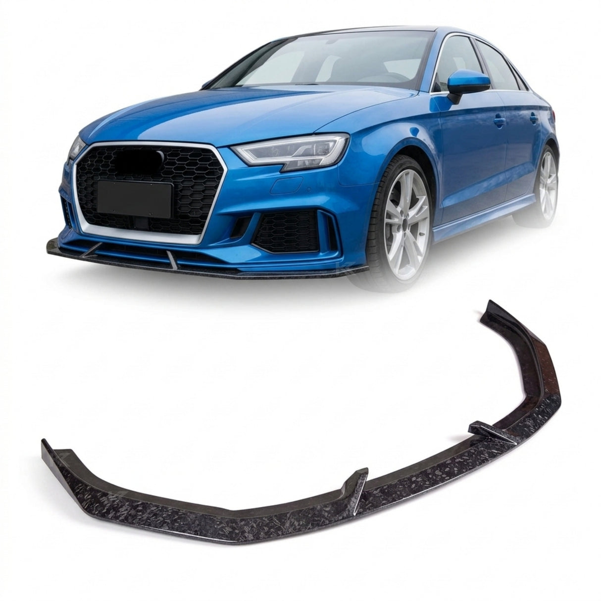 2017–2019 Audi RS3 8V Sedan Front Bumper Lip – Forged Carbon Fiber