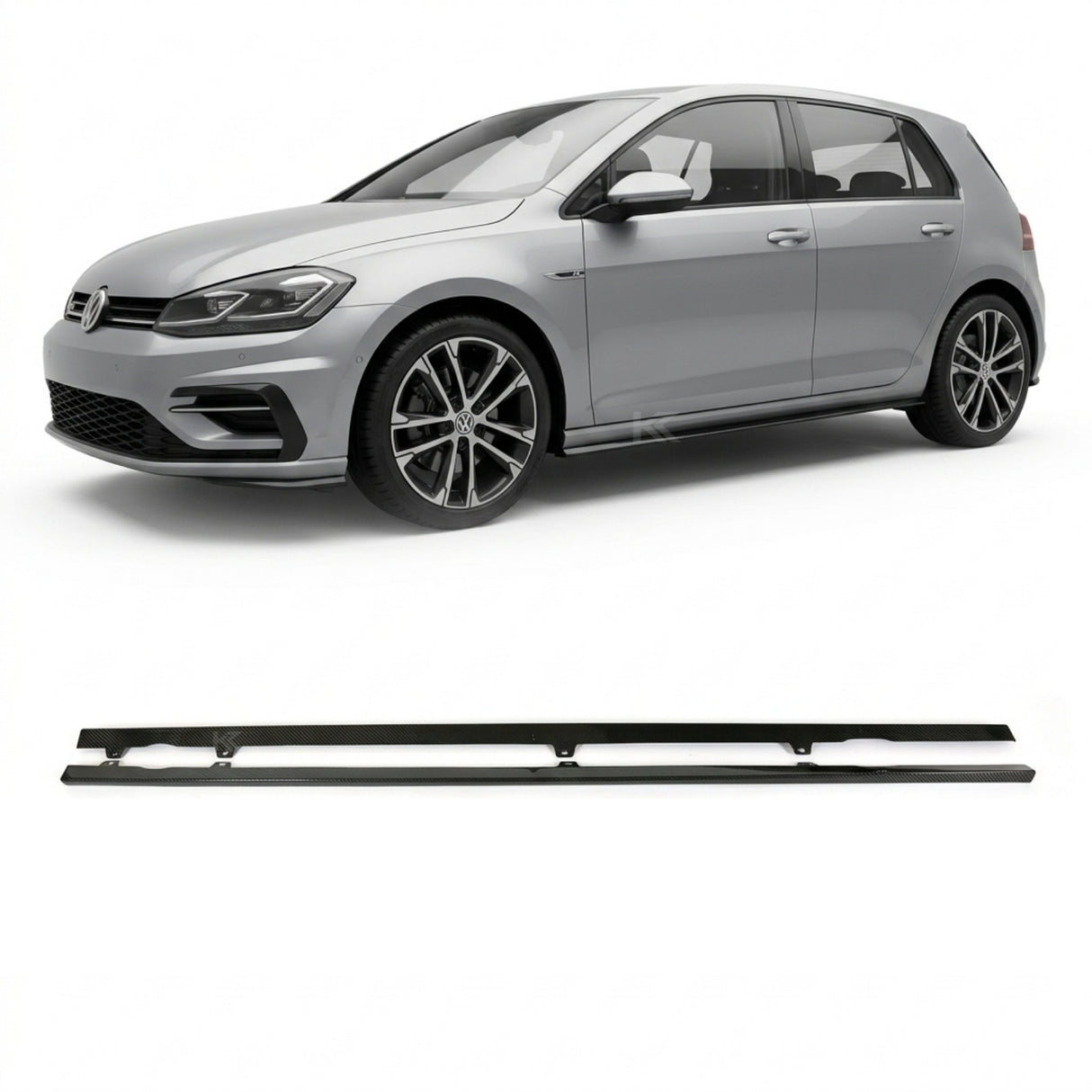 2014–2018 Volkswagen Golf R / R-Line MK7 / MK7.5 Side Skirt Extensions – Carbon Fiber