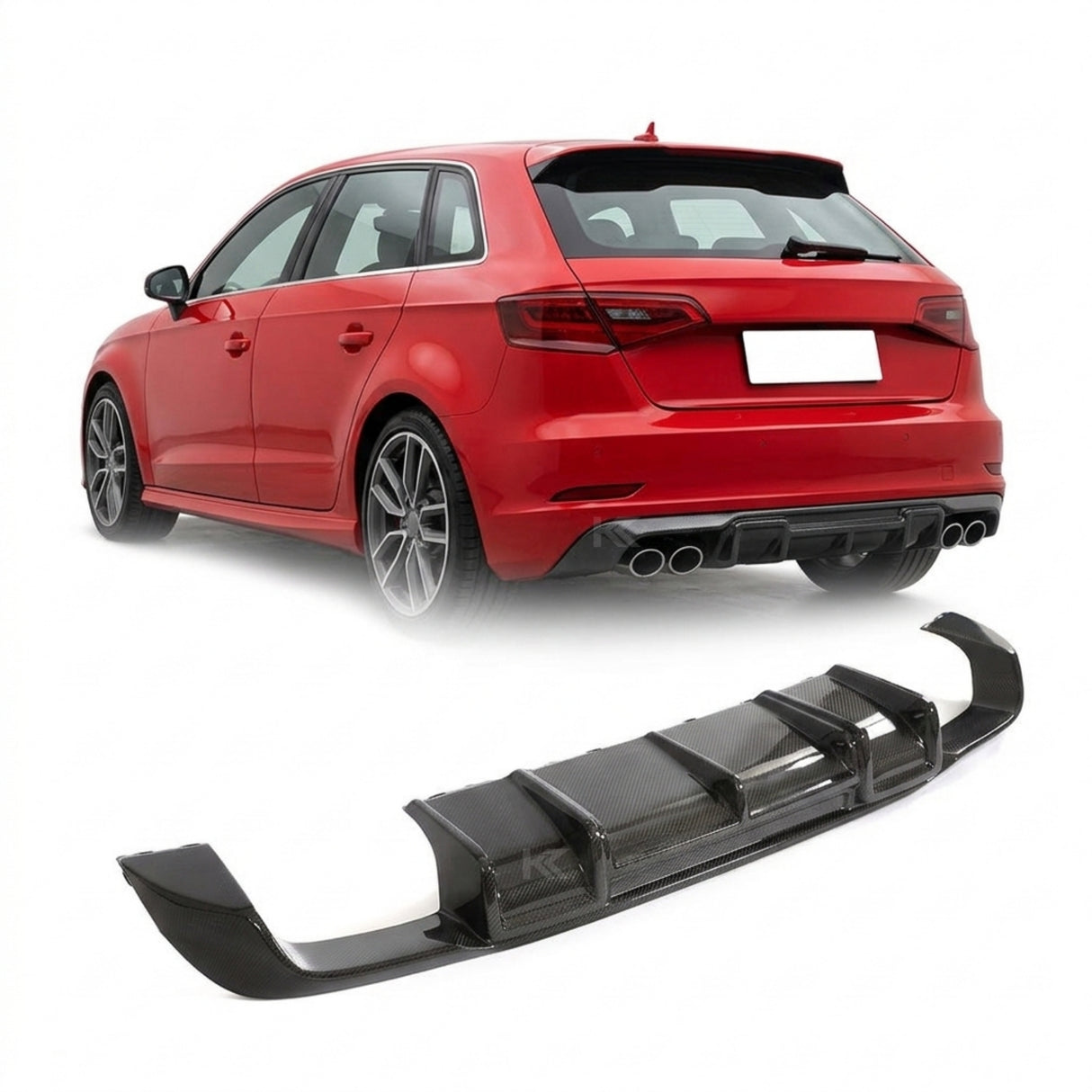 2013–2016 Audi A3 / S3 / RS3 8V Sportback Rear Bumper Diffuser – Carbon Fiber