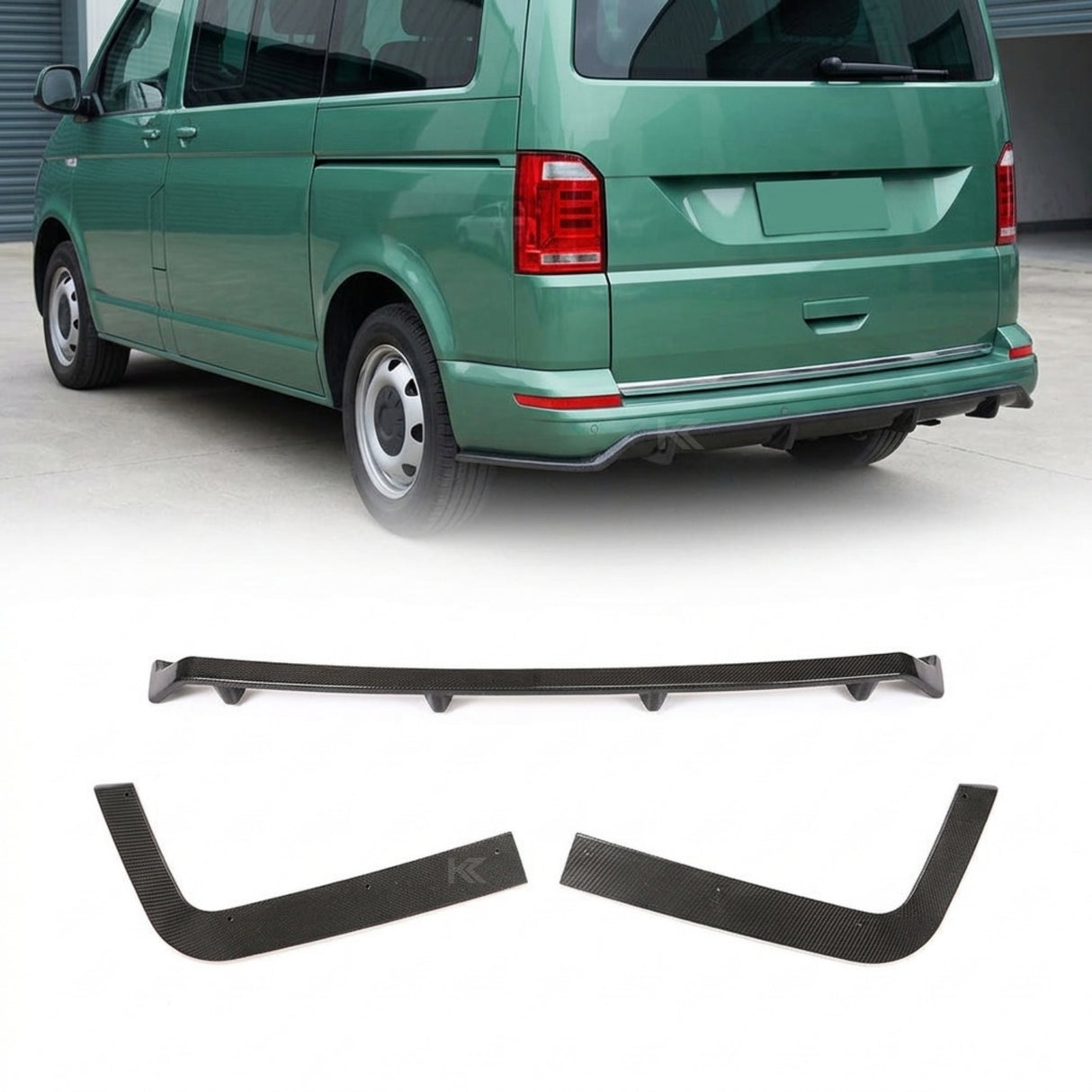 2015–2020 Volkswagen Transporter / Caravelle T6 Rear Bumper Lip Extension – Carbon Fiber