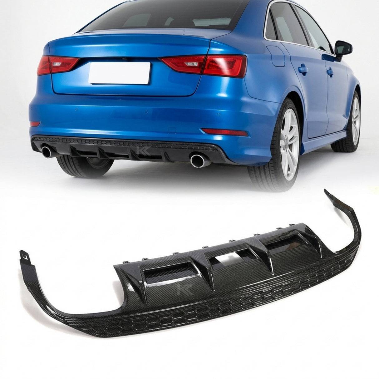 2015–2016 Audi A3 S-Line 8V Sedan Rear Bumper Diffuser Lip – Carbon Fiber
