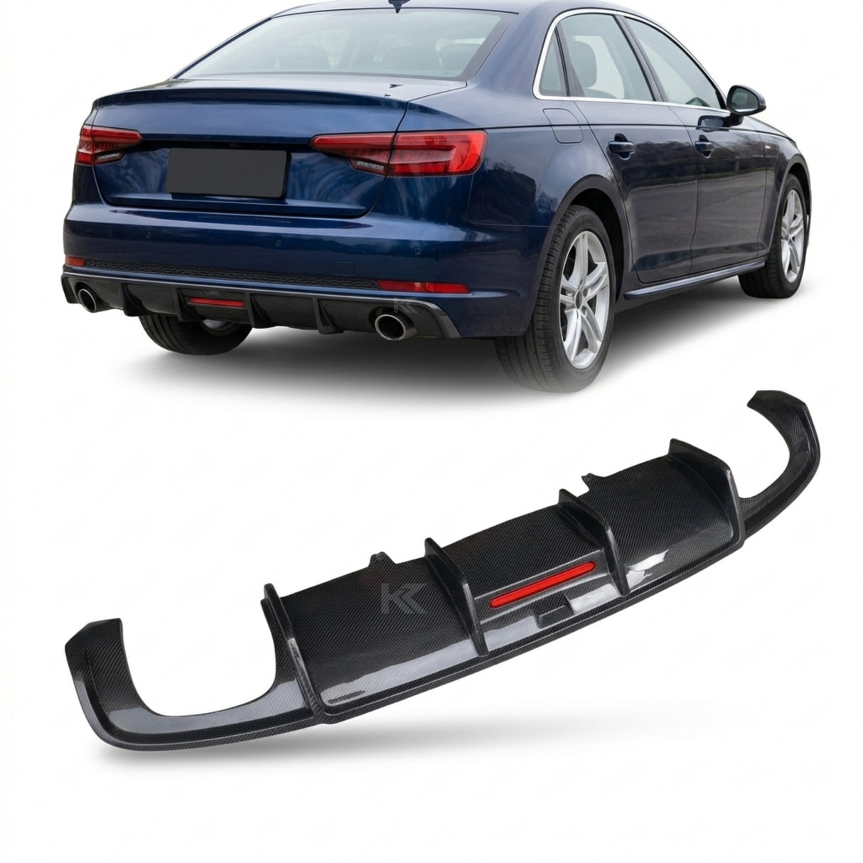 2018–2019 Audi A4 B9 Sedan Rear Bumper Diffuser – Carbon Fiber