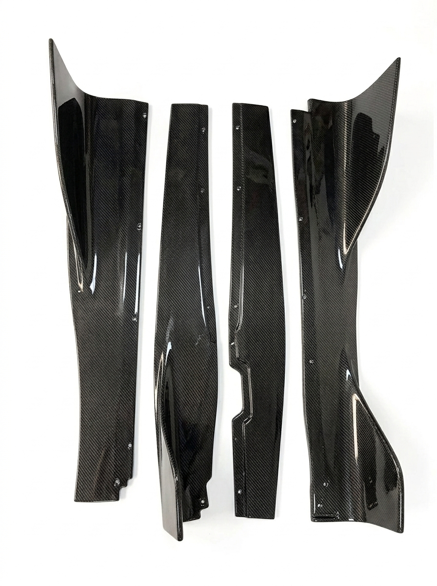 McLaren 750S Dry Carbon Fiber Side Skirts Polished Finish 2024+ Pair