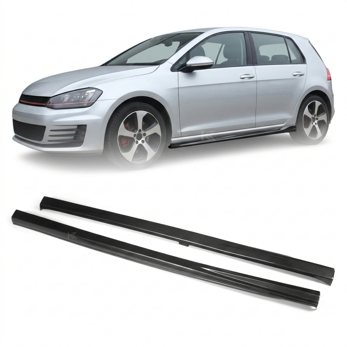 2014–2016 Volkswagen Golf GTI MK7 Side Skirt Extensions – Carbon Fiber