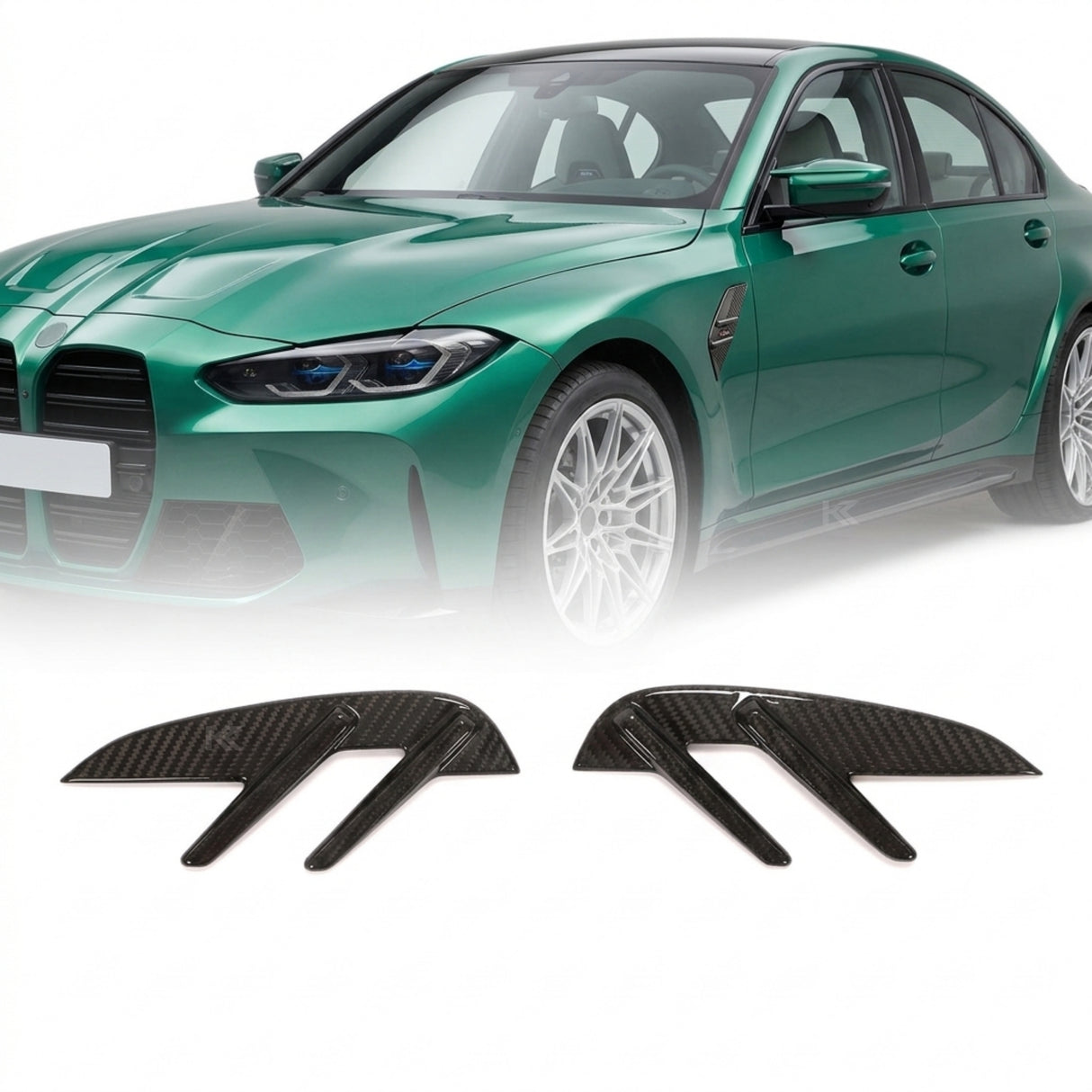 2021–2024 BMW M3 Competition G80 Front Fender Vent Trims – Pre-Preg Dry Carbon Fiber