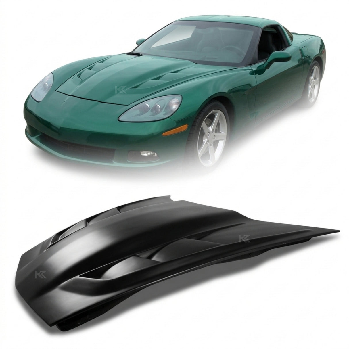 2005–2013 Chevrolet Corvette C6 H-Design Style Hood (1-Piece) – Fiberglass (FRP)