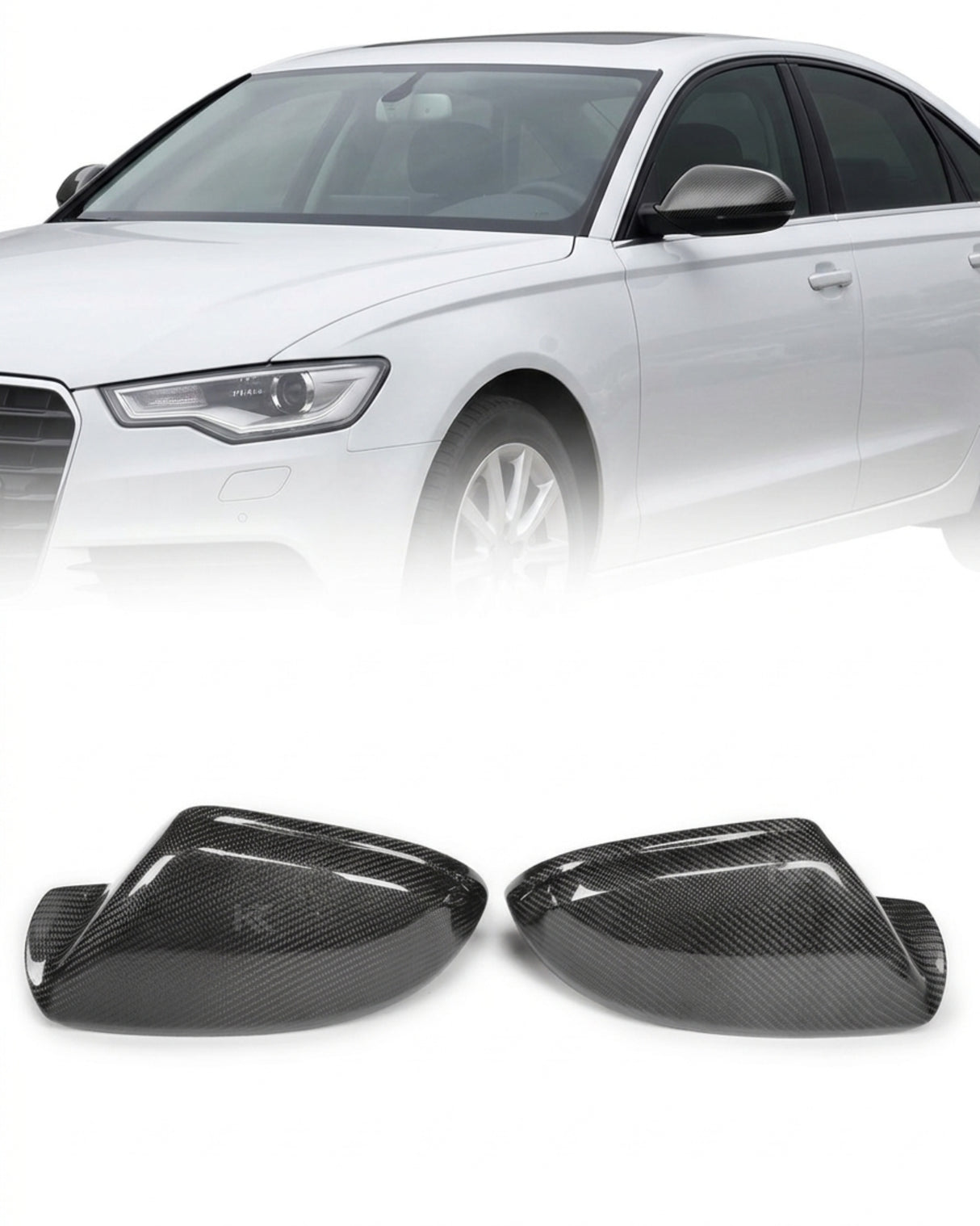2011–2018 Audi A6 / S6 C7 4G Wing Mirror Cap Housings – Carbon Fiber