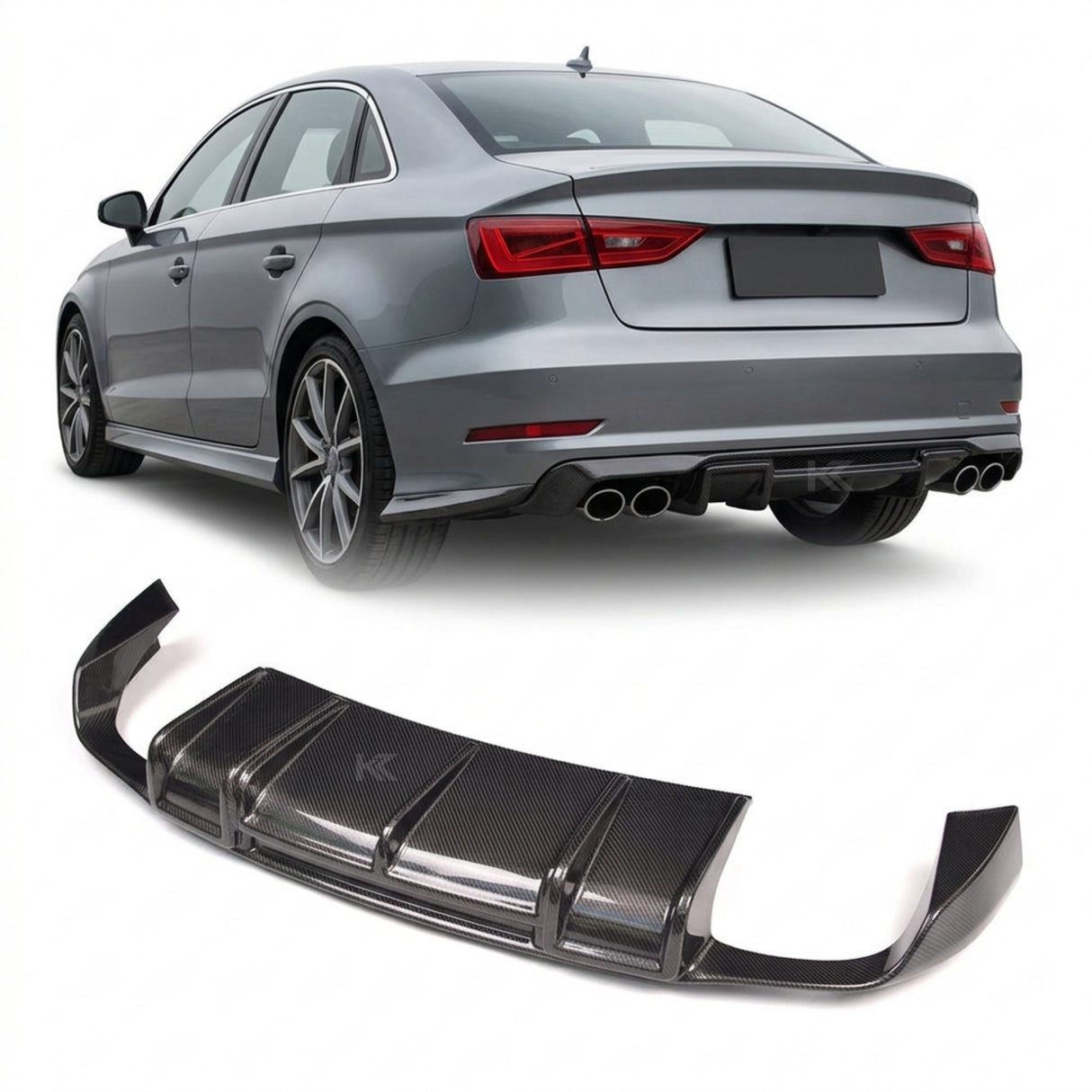 2015–2016 Audi S3 8V Sedan RS Style Rear Bumper Diffuser – Carbon Fiber