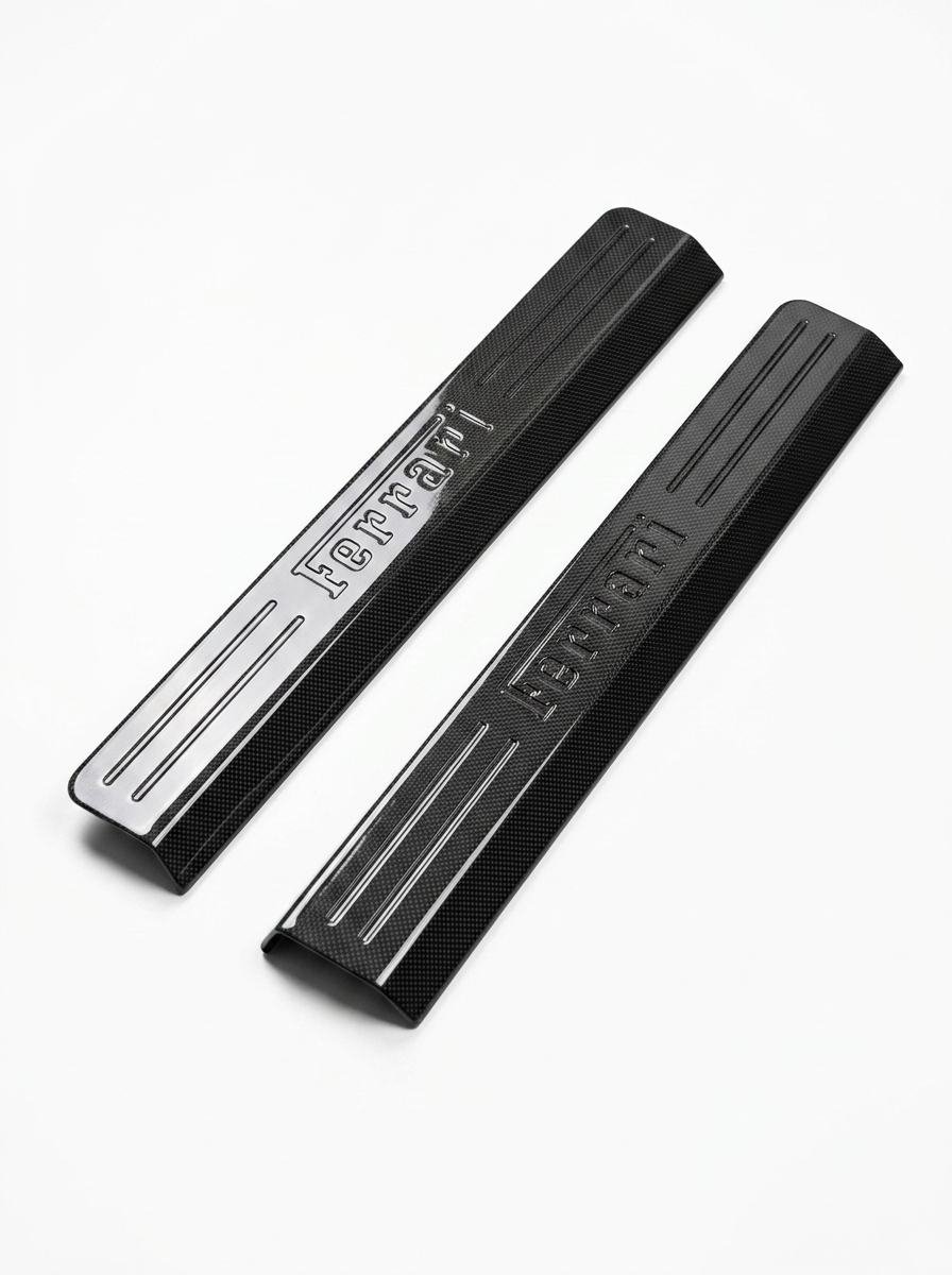 2010-2016 Ferrari 458 Italia Spider Sports Style Door Sill Plates - Dry Carbon Fiber