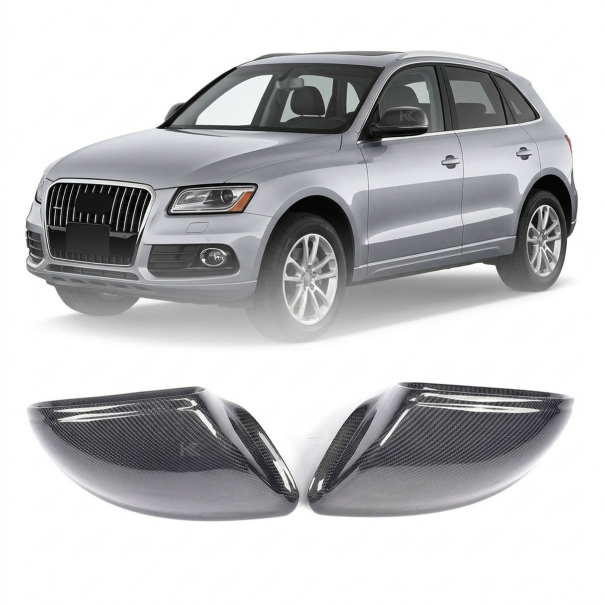 2010–2015 Audi Q5 8R / Q7 4L Side Mirror Caps – Carbon Fiber