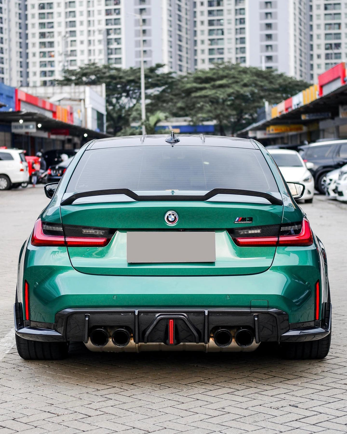 BMW 3 Series G80 M3 G82 G83 M4 Carbon Fiber Rear Diffuser with LED Lights (2019 - 2024) - K2 Industries