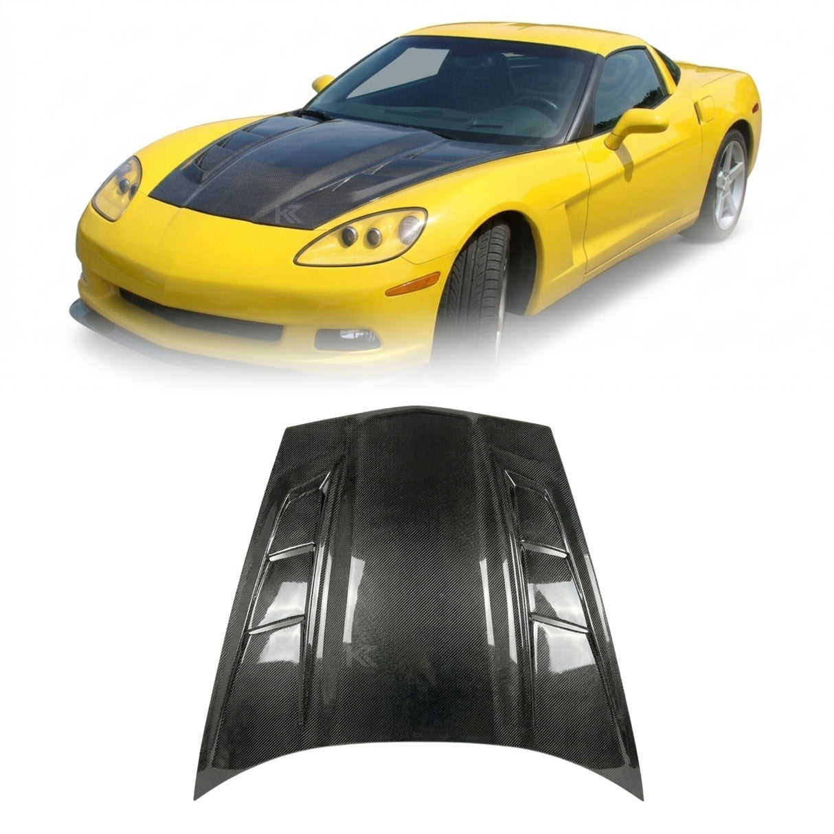 2005–2013 Chevrolet Corvette C6 H-Design Style Hood – Carbon Fiber